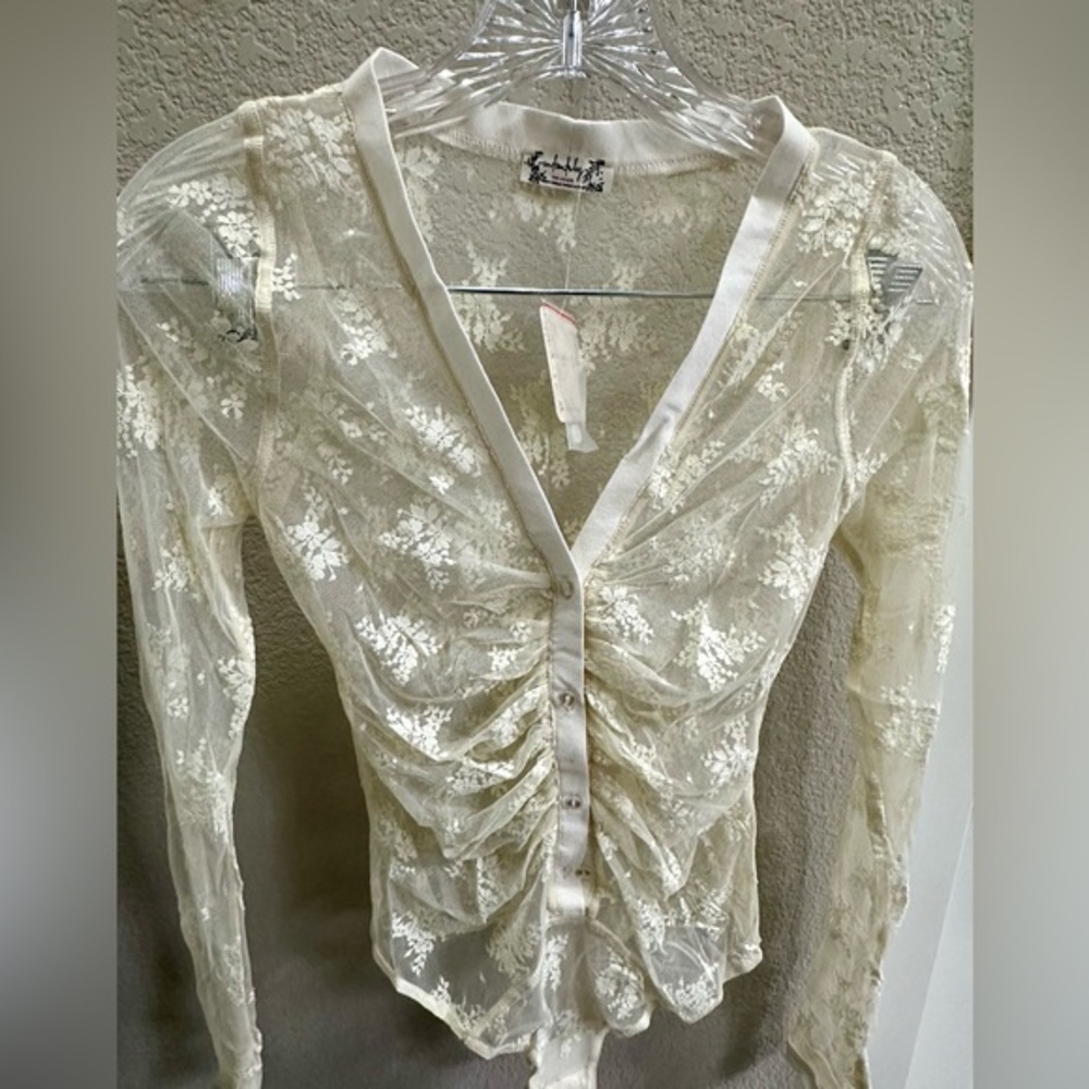 BRAND NEW WITH TAGS!! Free People Intimately All Over Lace Bodysuit, Ivory,Small